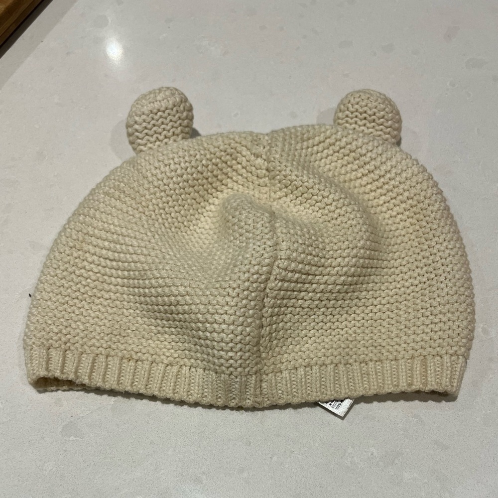 Baby GAP Kids Cream Knit Hat with Ears 12-18m